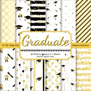 Set of 12 graduation patterns on 6x6 inch 160gsm acid-free decorative paper pads