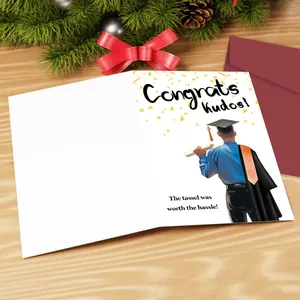 Carte de remise de diplôme humoristique avec texte Congrats Kudos et enveloppe assortie