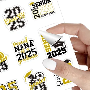 Autocollants de remise de diplôme 2025 en or et noir pour boîtes à bonbons