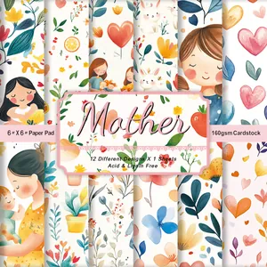 Nahaufnahme von 6x6 Zoll 160g/m² Scrapbook-Papier mit Aquarellmotiven für Muttertag