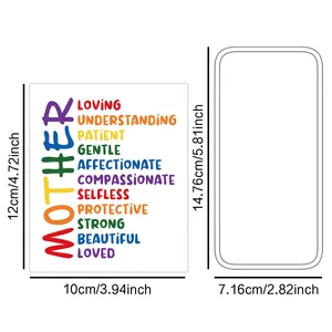 Gráfico de tamaños para pegatinas decorativas tema Madre de 12cm x 10cm por unidad