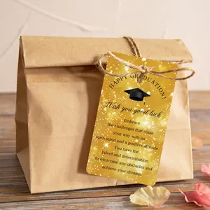 50pcs Graduation Gift Tags with Gold Glitter Design and Twine for Gift Packaging