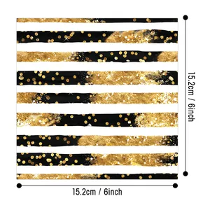 6-inch graduation pattern scrapbooking paper with gold glitter stripes and dots design