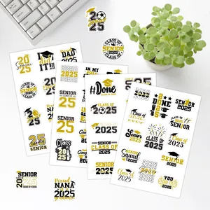 Autocollants de remise de diplôme 2025 noir et or pour boîtes et sacs à bonbons