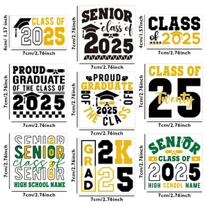 9-pack Graduation UV DTF cup wraps featuring 2025 black and gold transfer stickers