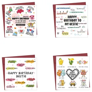 Divertente Biglietto di Auguri Con Busta Per Marito Migliore Amica Compleanno Matrimonio Disegno Cuore Cactus Carta Set