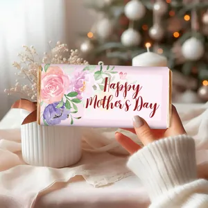 Floral Happy Mother's Day candy bar wrappers with watercolor flowers held by hand