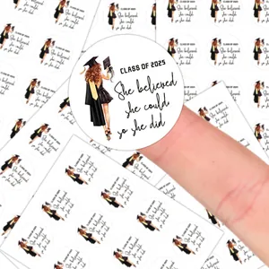 Graduation Stickers Round Graduation Party Favor Labels For Envelopes Gift Bags Decorative Paper Seals For Students Women