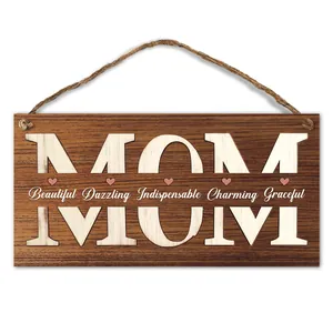 Muttertag Holz Hängeschild Mom Zitat Schild Wohndekoration Wandkunst Für Küche Wohnzimmer Rustikal Landhaus Geschenk Für Mutter