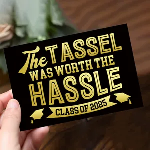 Class Of 2025 Graduation Party Invitation Cards Gold Stamping Graduation Cap Design Tassel Worth The Hassle Greeting Cards
