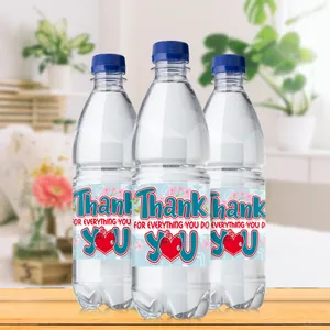 Nurse appreciation water bottle labels with stethoscope heart and thank you message