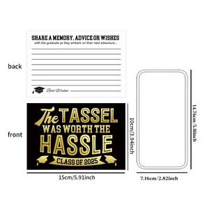 Set of 20 graduation party invitation cards with 2025 mortarboard design and card holder