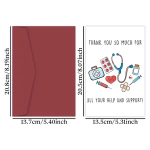 Nurse appreciation card set with stethoscope and heart icons including red envelope