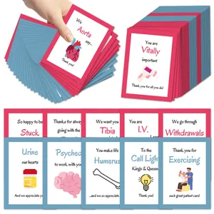 Set of 40 funny physical therapy postcards with nurse puns and medical illustrations