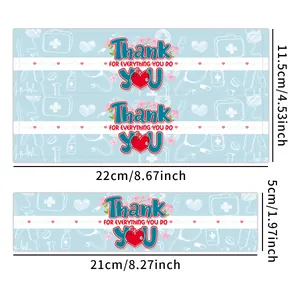 Nurse appreciation water bottle labels with medical icons and thank you message