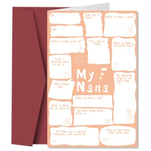 Grappige Moederdagkaart voor Nana met envelop en interactieve tekstvakken invullen
