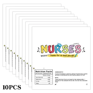 Set di 10 adesivi Happy Nurses Week per cioccolato con design creativo di nutrizione