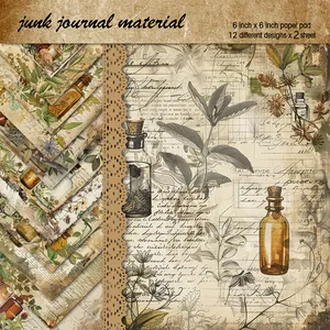 Vintage Floral Scrapbook Paper Pad Botanical Apothecary Junk Journal Decorative Paper For DIY Crafts Photo Album Decor
