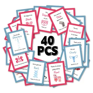 Set of 40 funny physical therapy postcards with puns and medical illustrations for nurses