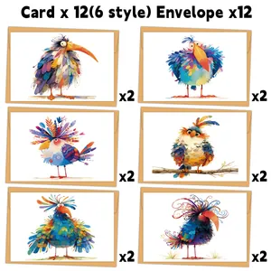 Artistic Bird Birthday Greeting Cards With Brown Envelopes Blank Note Cards For All Occasions Cardstock Stationery For Gift