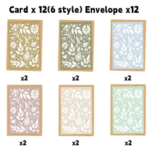 Set of 12 watercolor wildflower greeting cards with 6 unique designs and kraft envelopes