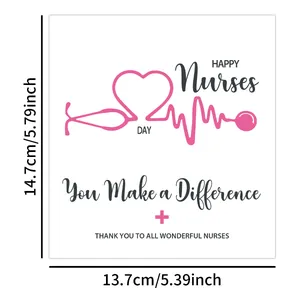 Dimensioni dettagliate degli adesivi per cioccolato Happy Nurses Day con stetoscopio rosa