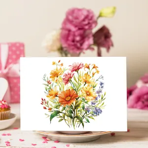 Tarjetas de agradecimiento de flores acuarela con sobres para bodas y papelería
