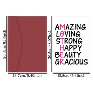 Mother's Day greeting card set with burgundy envelope and creative typography