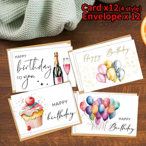 Biglietti di Auguri di Compleanno Animali Acquerello Con Buste Kraft Biglietti Vuoti Per Bambini Adulti Festa Regalo Cartoleria
