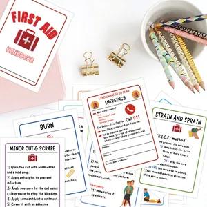 Set of 17 first aid and nursing guide cards for outdoor injuries and home emergency care