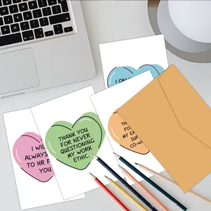Cartes d'amitié de bureau humoristiques avec cœurs et enveloppe kraft pour collègues