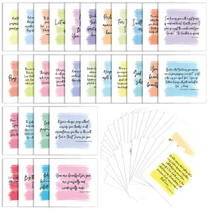 Set of 60 daily affirmation cards with colorful watercolor designs and biblical quotes