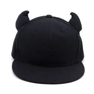 Little Devil Horn Baseball Cap Snapback Hat For Men Women Cotton Polyester Halloween Novelty Gothic Hip Hop Streetwear Black