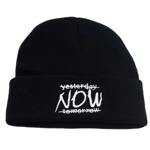 Unisex Knitted Beanie Hat Winter Warm Acrylic Cap Embroidery Letters yesterday NOW tomorrow Design Streetwear Fashion