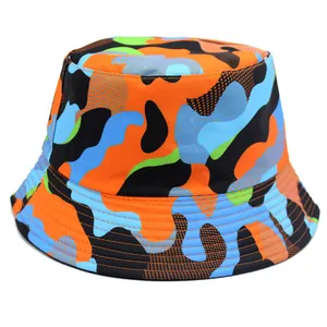 Fashion Outdoor Colorful Camouflage Bucket Hat Sunshade Sun Protection Polyester Fisherman Hat For Men Women Travel Casual Headwear