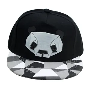3D Geometric Panda Baseball Cap Flat Brim Hip Hop Snapback Hat Adjustable Outdoor Sun Hat For Men Women Cotton Polyester