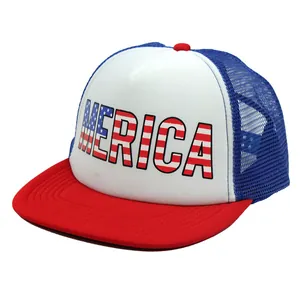 MERICA US Flag Print Trucker Hat Breathable Mesh Baseball Cap Sun Protection Adjustable Snapback For Men Women Outdoor Casual