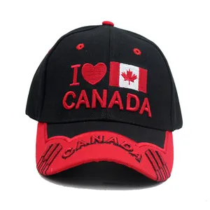 Berretto da Baseball con Ricamo Bandiera del Canada 100% Acrilico Protezione Solare Souvenir di Viaggio All'aperto Regolabile