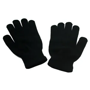 Black knitted skeleton gloves for Halloween featuring white finger bone print designs