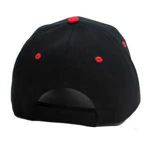 Berretto da baseball nero regolabile con accenti rossi e ricamo foglia d'acero Canada