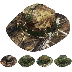 Camouflage Boonie Hat Outdoor Sun Protection Wide Brim Bucket Hat For Fishing Hiking Climbing Men Tactical Jungle Hat