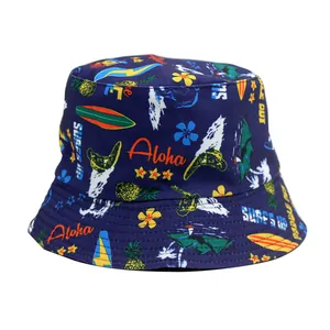 Unisex Τροπικό Καπέλο Bucket με Εκτύπωση Aloha Βαμβακερό Προστασία από τον Ήλιο Υπαίθριο Παραλία Αναπνεύσιμο Καπέλο Ταξιδιού