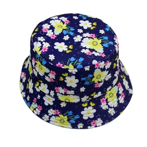 Chapeau bob réversible à imprimé floral bleu marine pour protection solaire de plein air