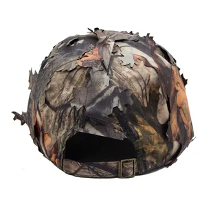 3D leafy camouflage baseball cap with adjustable metal buckle for outdoor hunting