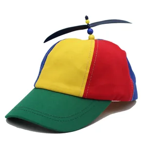 Rainbow propeller baseball hat with colorful patchwork design for adults and kids