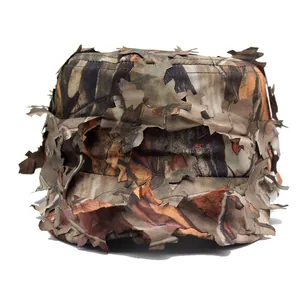 Detail showing 3D leafy camouflage pattern on a professional outdoor tactical baseball cap
