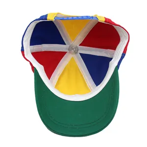 Rainbow propeller baseball cap with colorful patchwork design and adjustable snapback