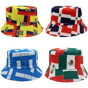 Cotton Unisex National Flag Print Bucket Hat Outdoor Sunshade Casual Fashion Fisherman Hat For Men Women