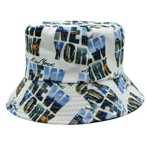 Chapeau bob imprimé New York pour protection solaire extérieure avec coutures précises