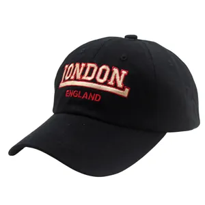 Casquette de baseball noire classique en coton avec broderie London England